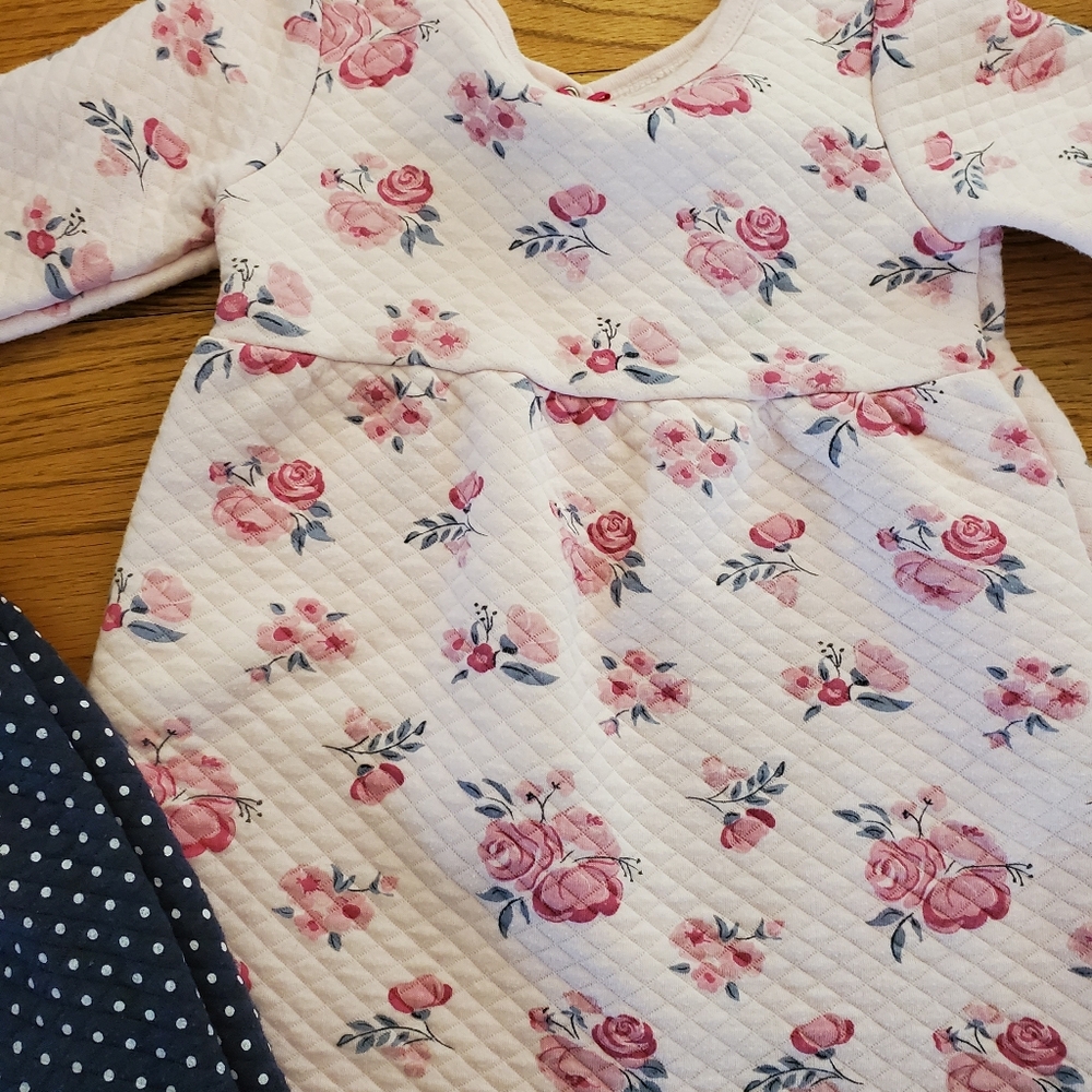 Two Polka Dot and Floral Girls 4T  Dresses